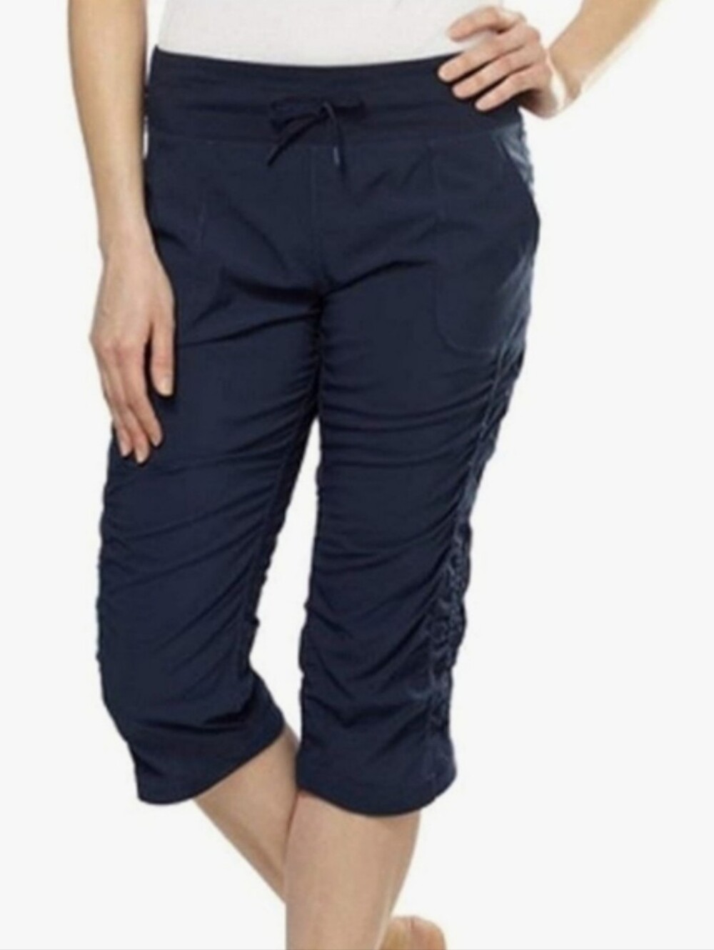 Kirkland Signature Ladies Active Capris Navy Blue Size Large Stretch Casual Pant